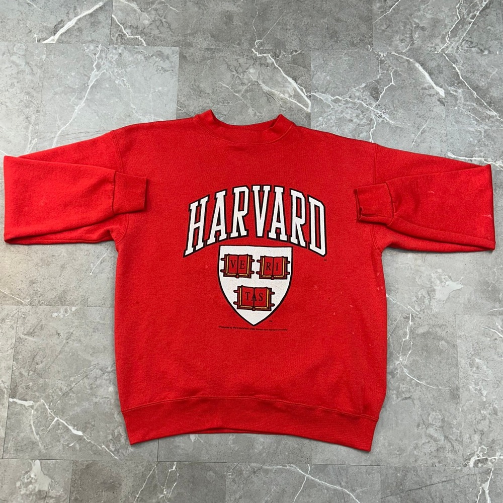 80s Vintage Harvard Sweatshirt Mens XL Veritas Crest Distressed Double Sided